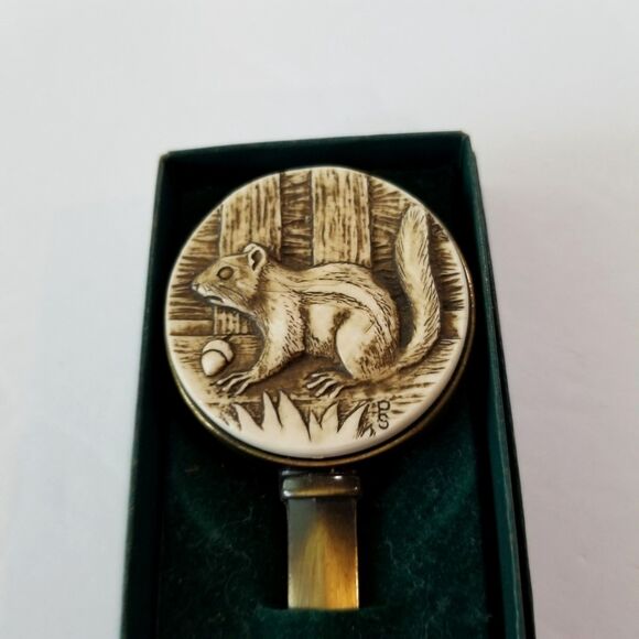 Philip Schuyler NA Artist Squirrel Design Hand Stained Bronze Letter Opener - Picture 2 of 7